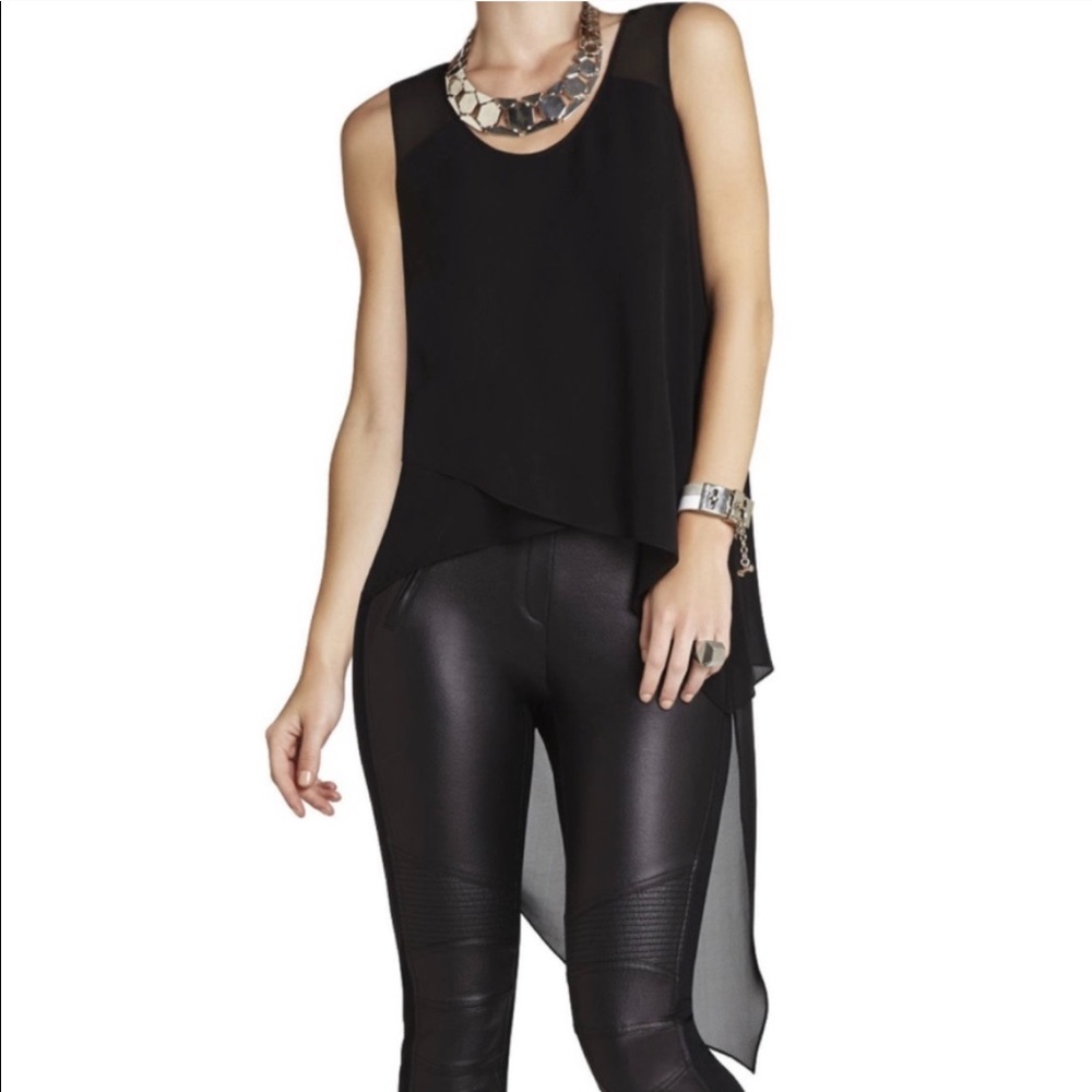 BCBGMaxAzria Mellie Silk Asymmetrical Top - Picture 1 of 7